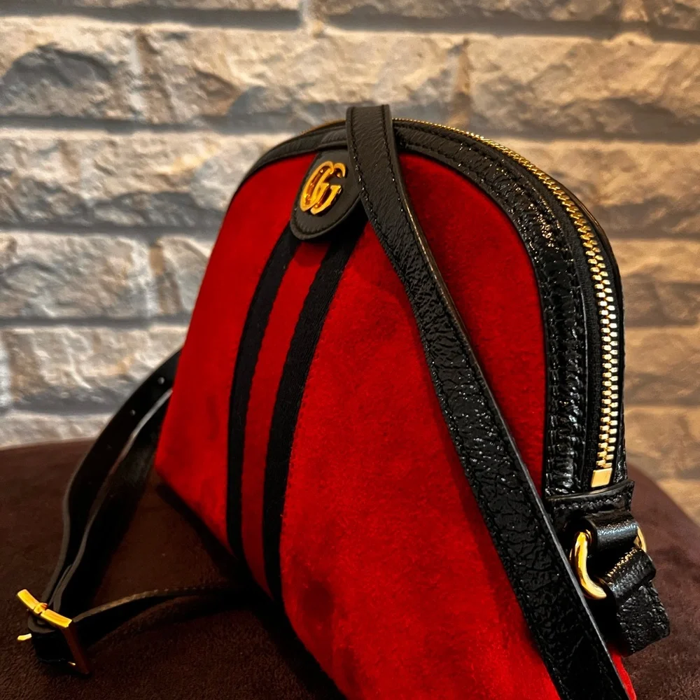 Gucci Vintage Red Suede β Small Ophidia Dome Crossbody Bag - Picture 7 of 17
